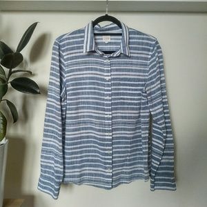 J.Crew Blue/White Stripe Button-Down - L